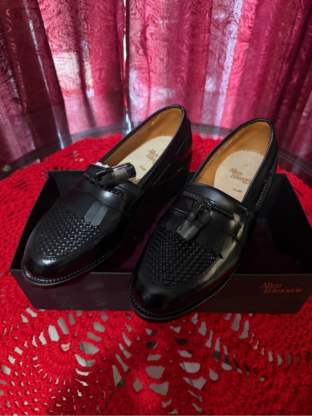Allen Edmonds Black Woven Tassel Loafers